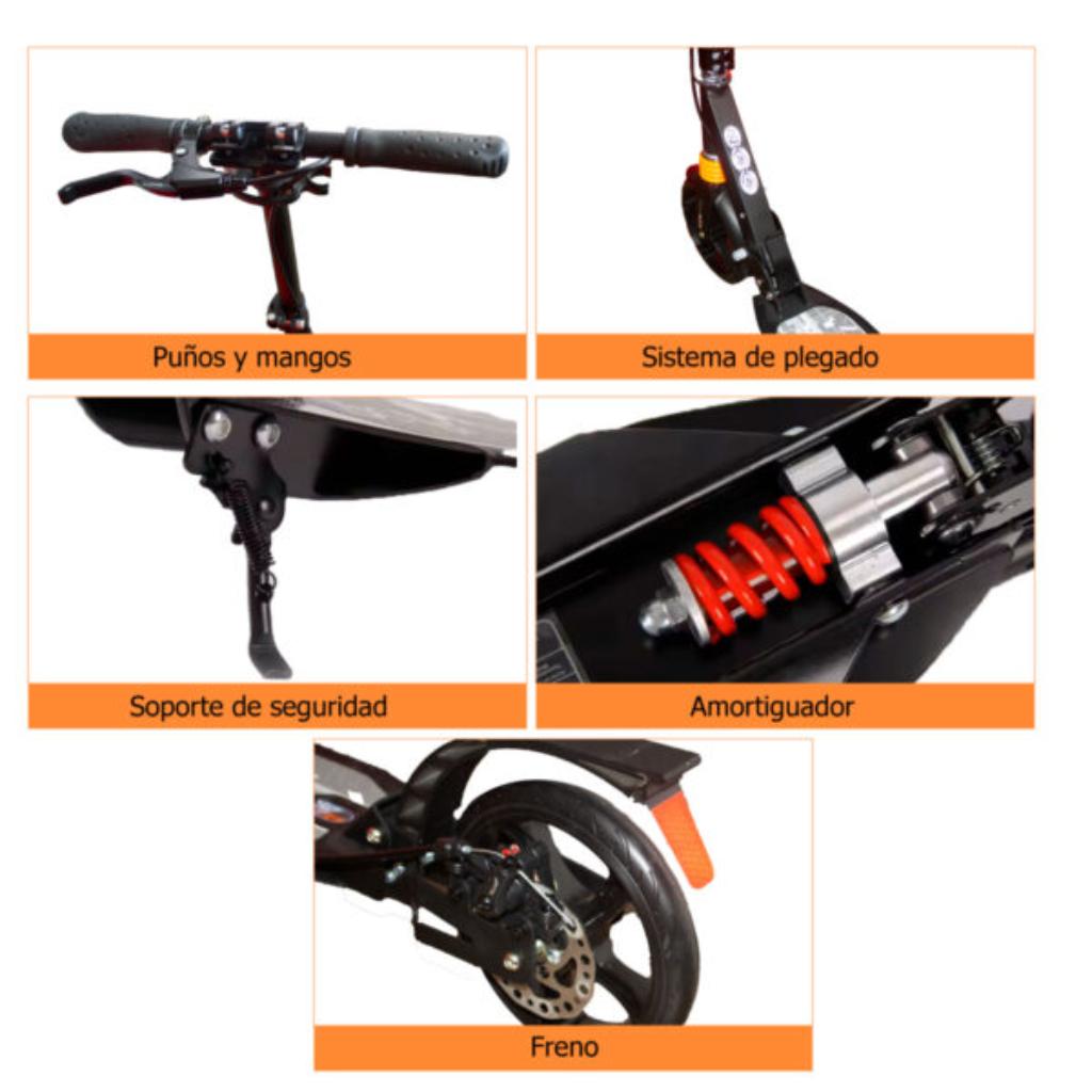 Patineta Urbana Mecánica  con ruedas de 20cm, capacidad de 100 kilos y sistemas de suspensión dual, con freno de disco._6