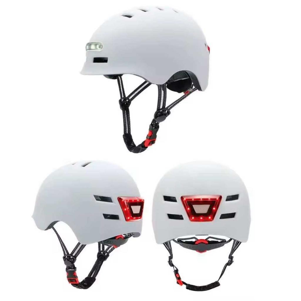 Protecciones Urbanas + Casco Urbano Ajustable Equipado Con Luz Led_7