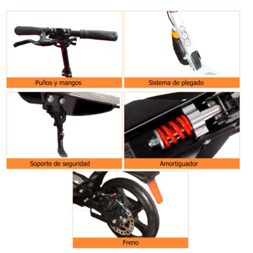 Patineta Urbana Mecánica  con ruedas de 20cm, capacidad de 100 kilos y sistemas de suspensión dual, con freno de disco._8