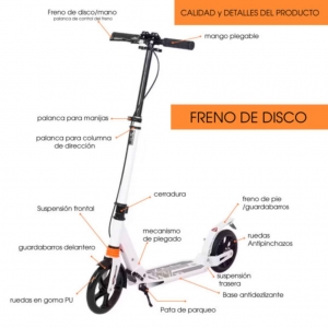Patineta Urbana Mecánica  con ruedas de 20cm, capacidad de 100 kilos y sistemas de suspensión dual, con freno de disco._3
