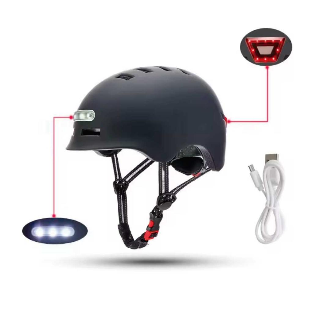 Protecciones Urbanas + Casco Urbano Ajustable Equipado Con Luz Led_13