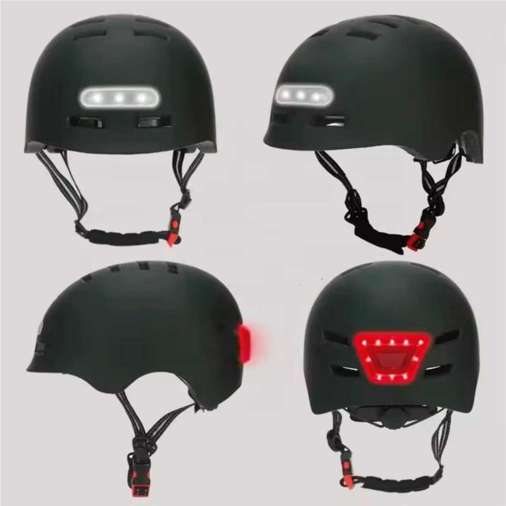 Protecciones Urbanas + Casco Urbano Ajustable Equipado Con Luz Led_12