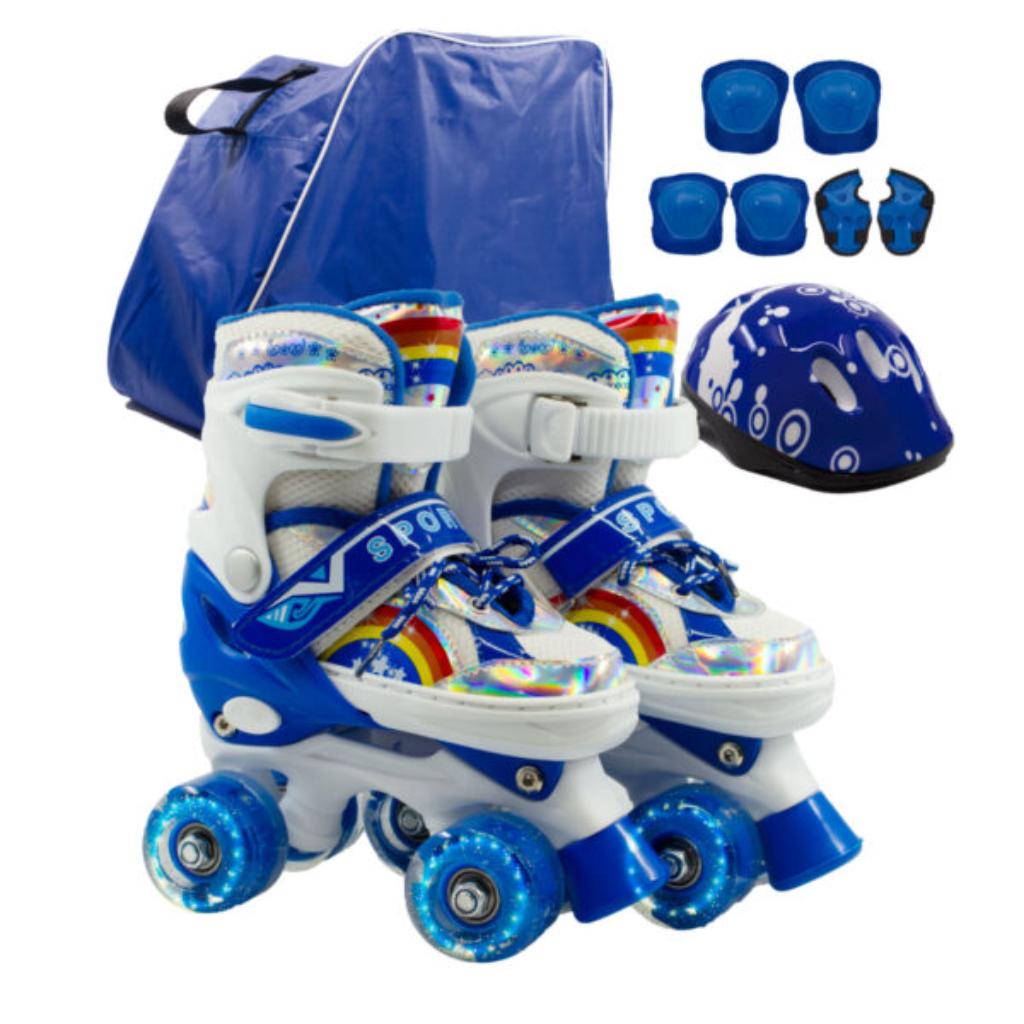 Combo infantil de Patines Ajustables +  Casco + Protecciones  con llantas de luz _3