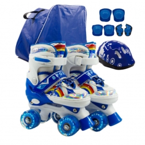 Combo infantil de Patines Ajustables +  Casco + Protecciones  con llantas de luz _3