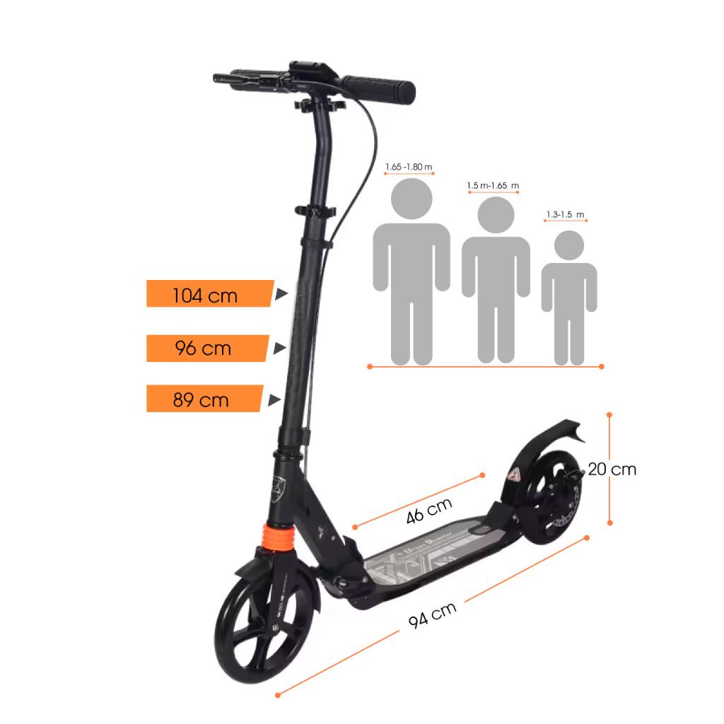 Patineta Urbana Mecánica  con ruedas de 20cm, capacidad de 100 kilos y sistemas de suspensión dual, con freno de disco. - COUGAR